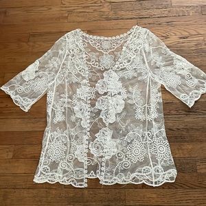 Scalloped Sheer Lace Jacket